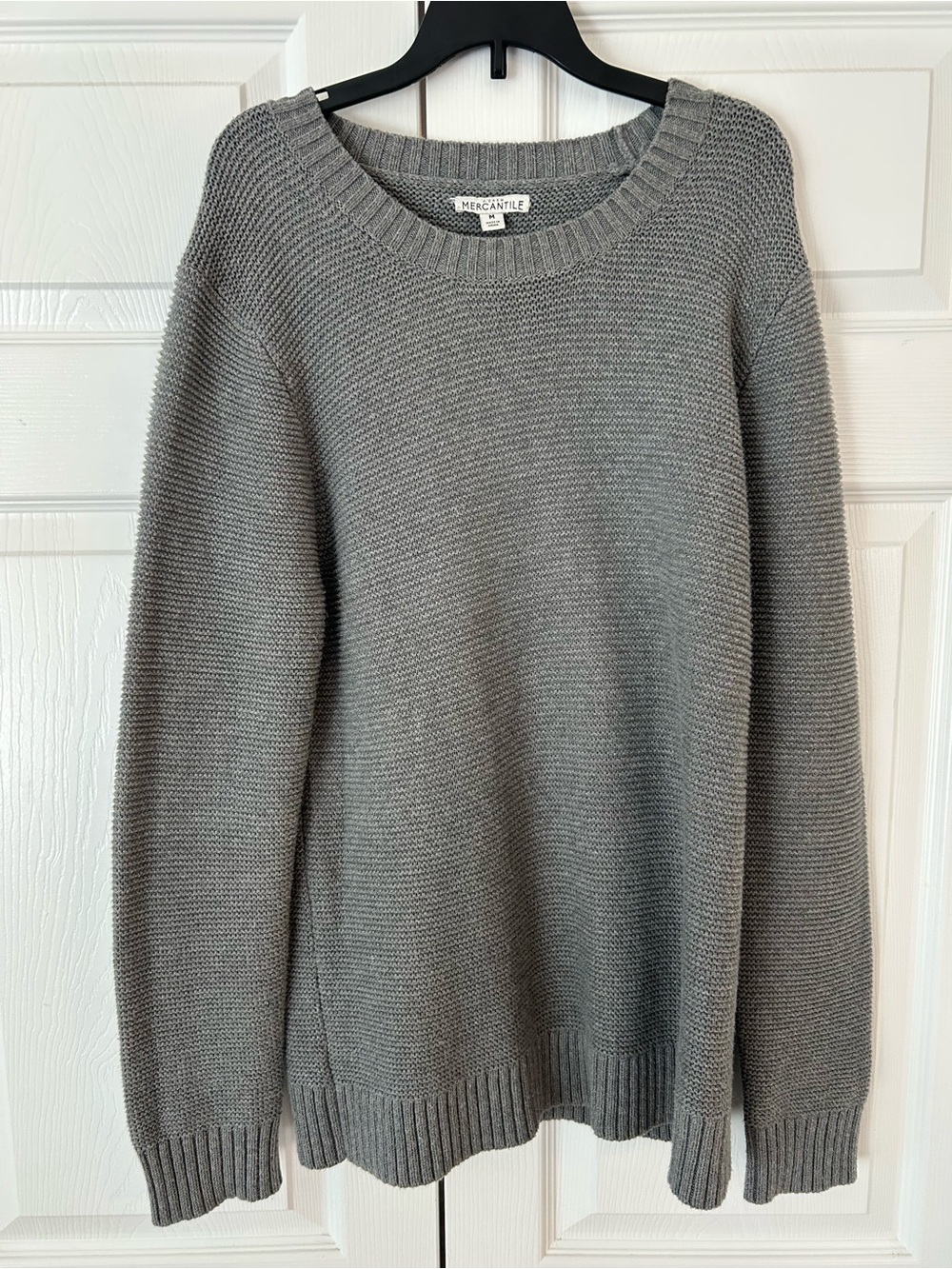 NWOT J.Crew Mercantile Women’s Gray Crew Neck Waffle Knit Wool Sweater Size M